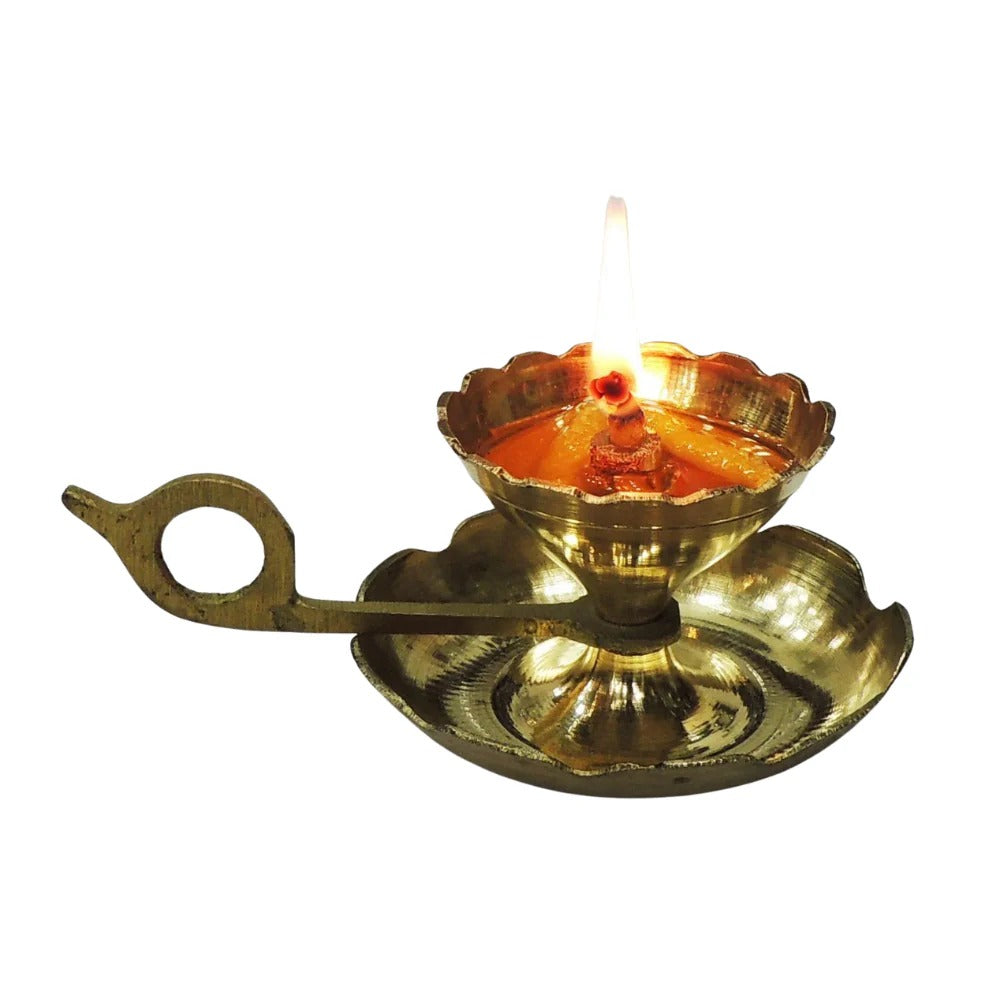 Brass Sampat Jyoti Diya No. 0 for Daily Puja and Temple Use