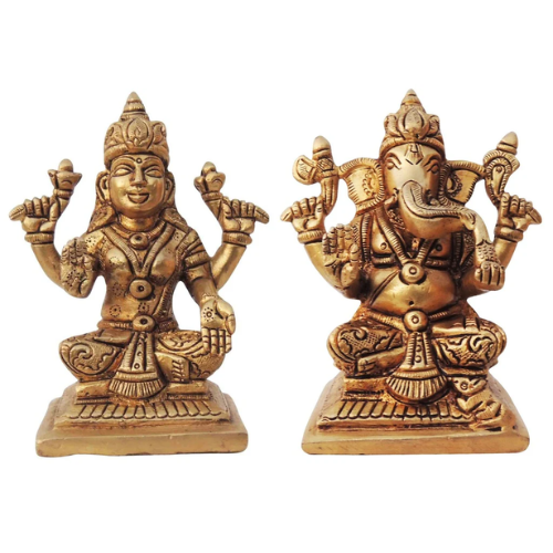 Brass Show Piece Laxmi Ganesh Pair God Idol Statue (BS1335)