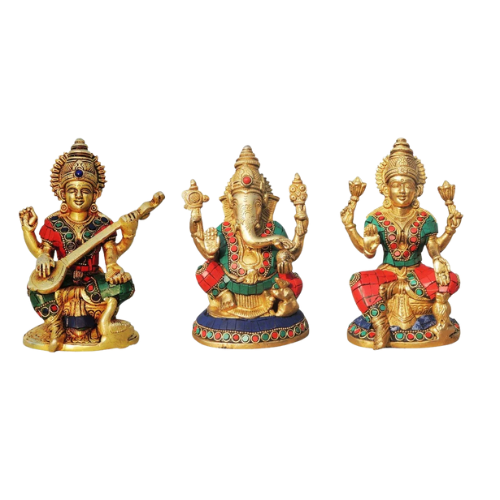 Brass Show Piece LGS Idol With Stone Finish