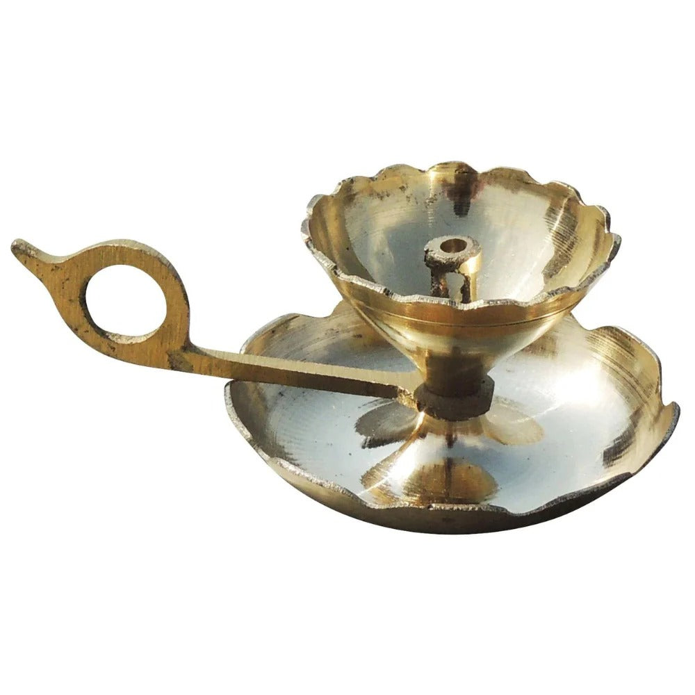 Brass Sampat Jyoti Diya No. 0 for Daily Puja and Temple Use