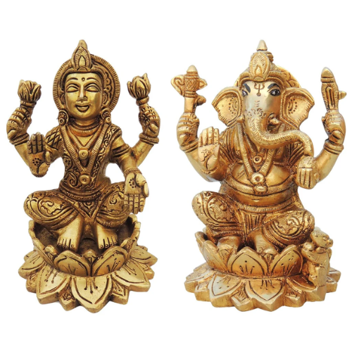 Brass Show Piece Laxmi Ganesh Pair God Idol Statue (BS1001)