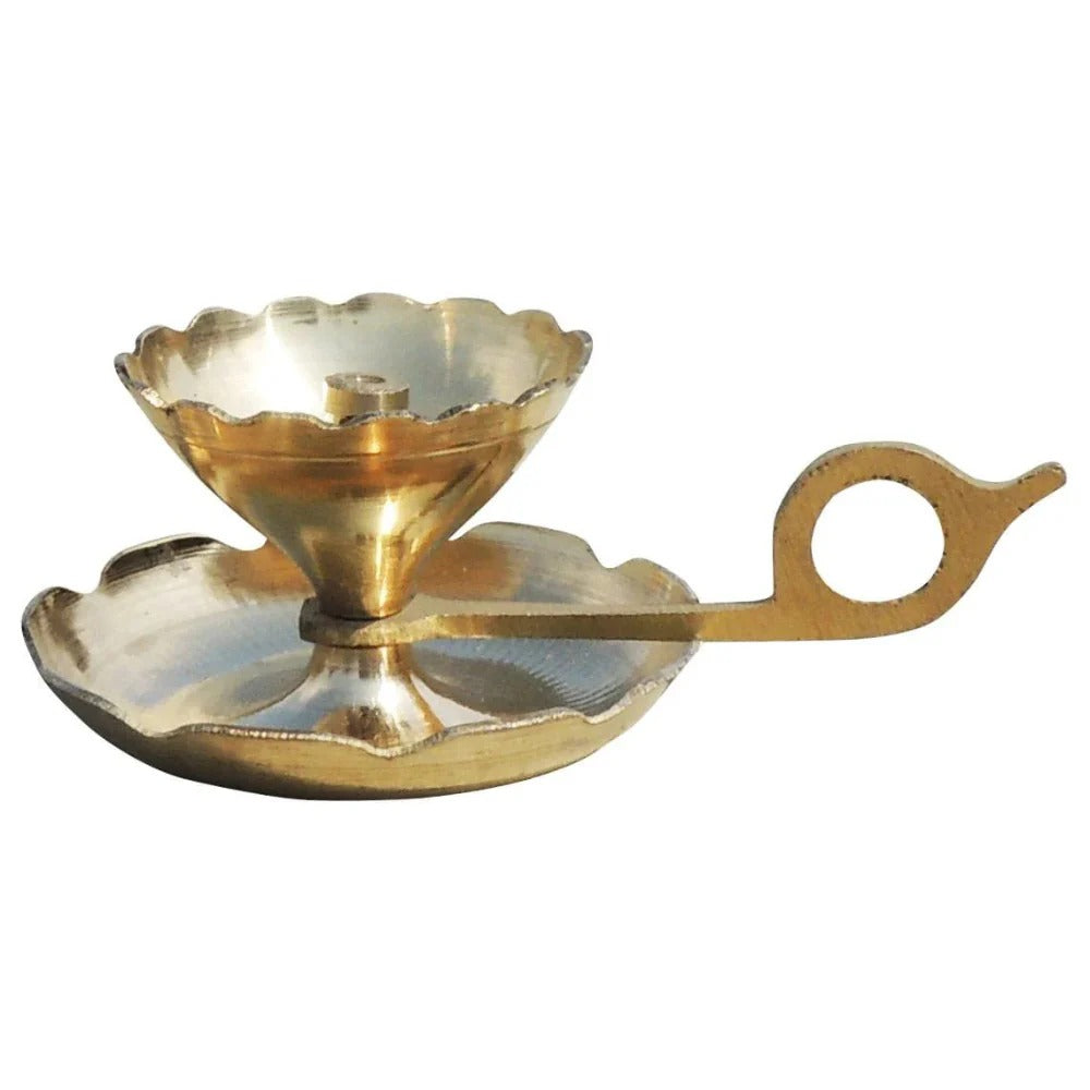 Brass Sampat Jyoti Diya No. 0 for Daily Puja and Temple Use