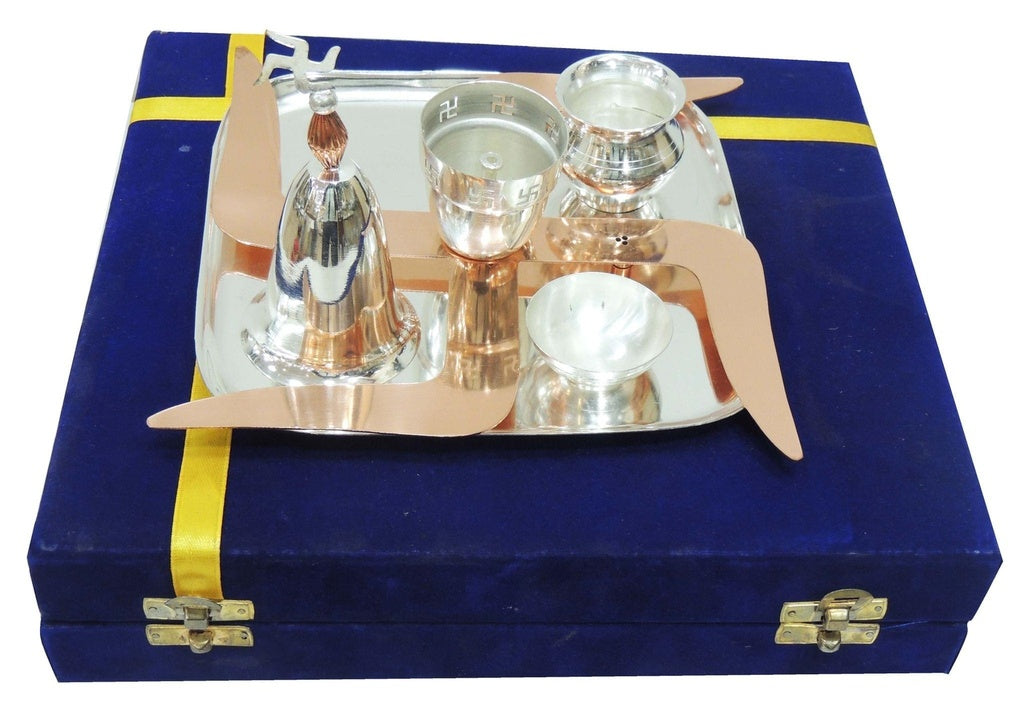Brass Puja Thali Set With Velvet Box