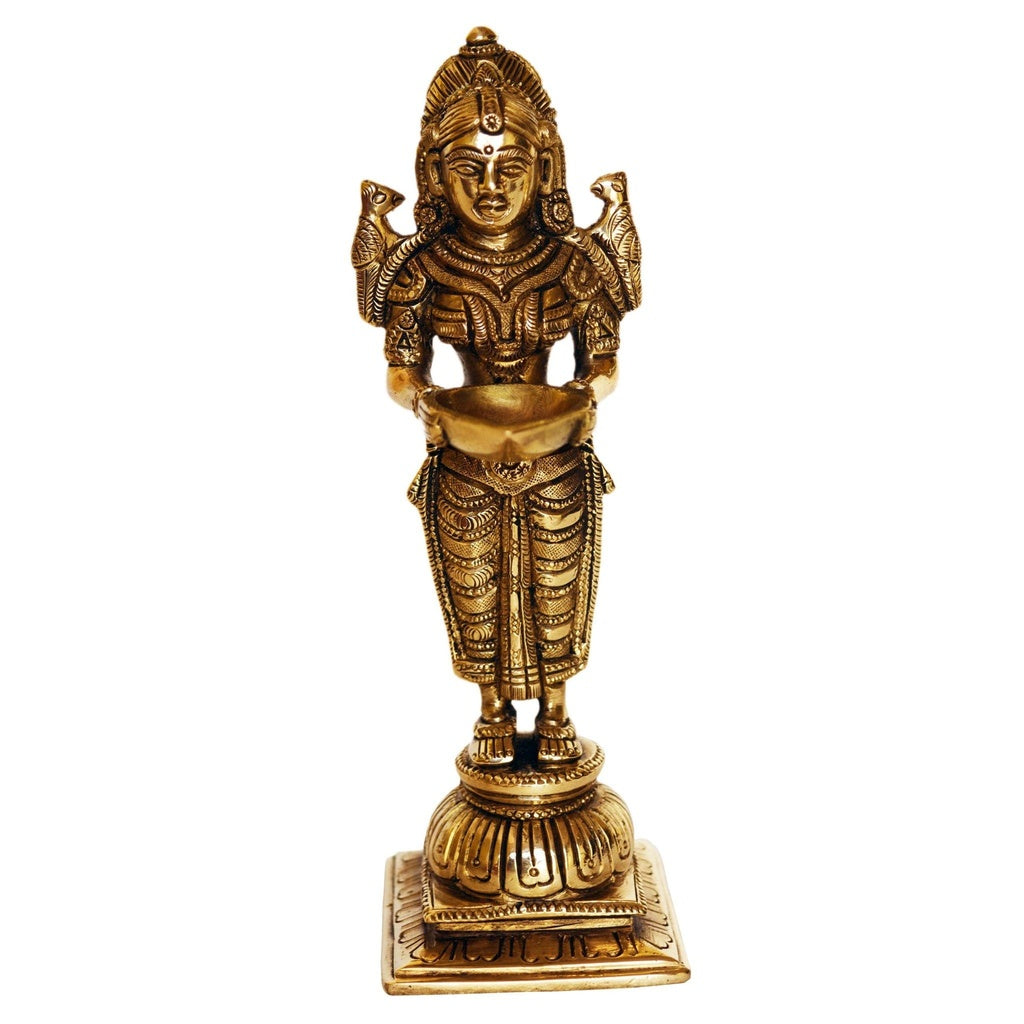 Brass Beautiful Deepak With Laxmi Statue