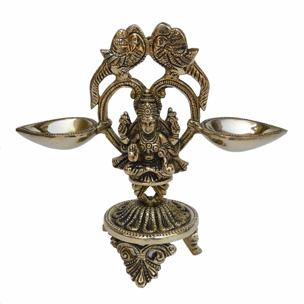 Brass Table Decor Oil Lamp Deepak With Laxmi
