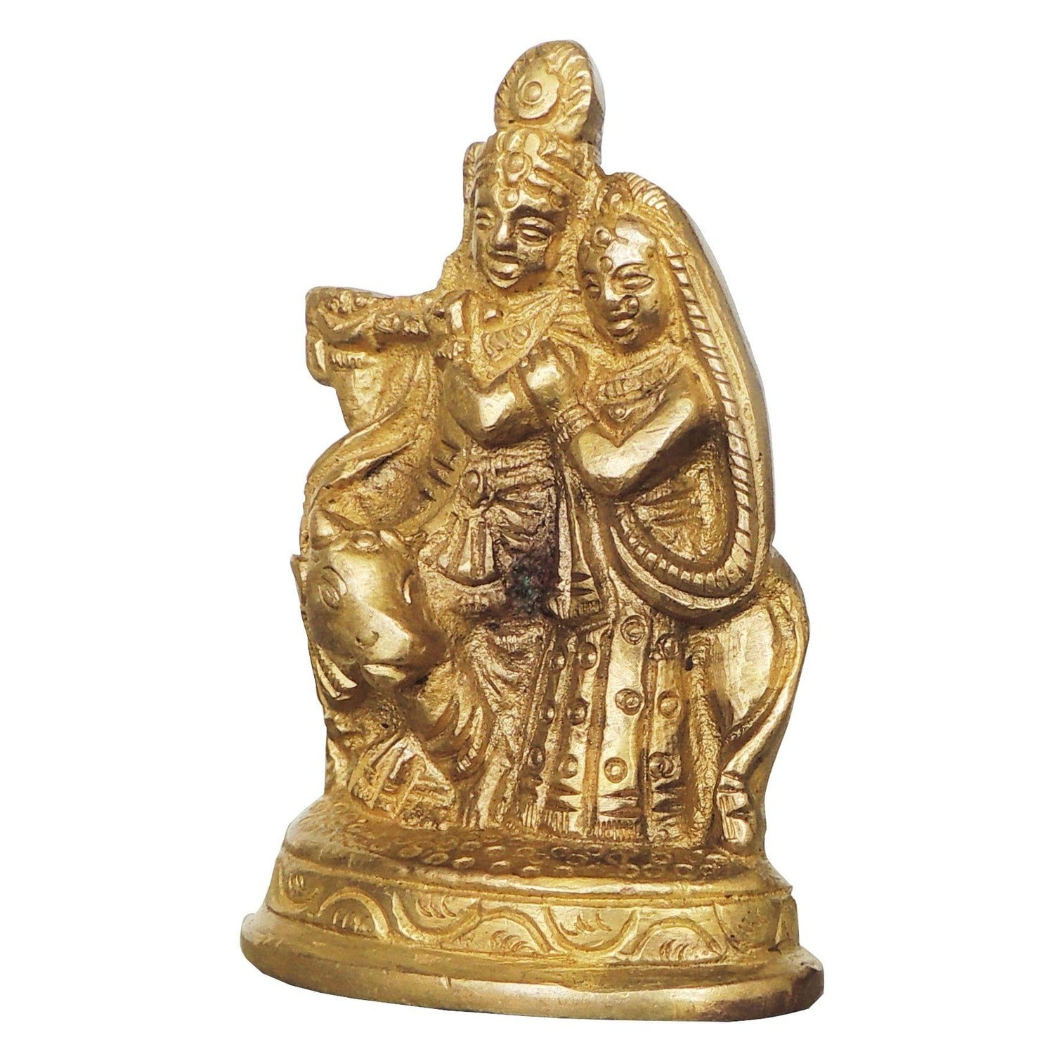 Brass Radha Krishna Cow- Brass Idol