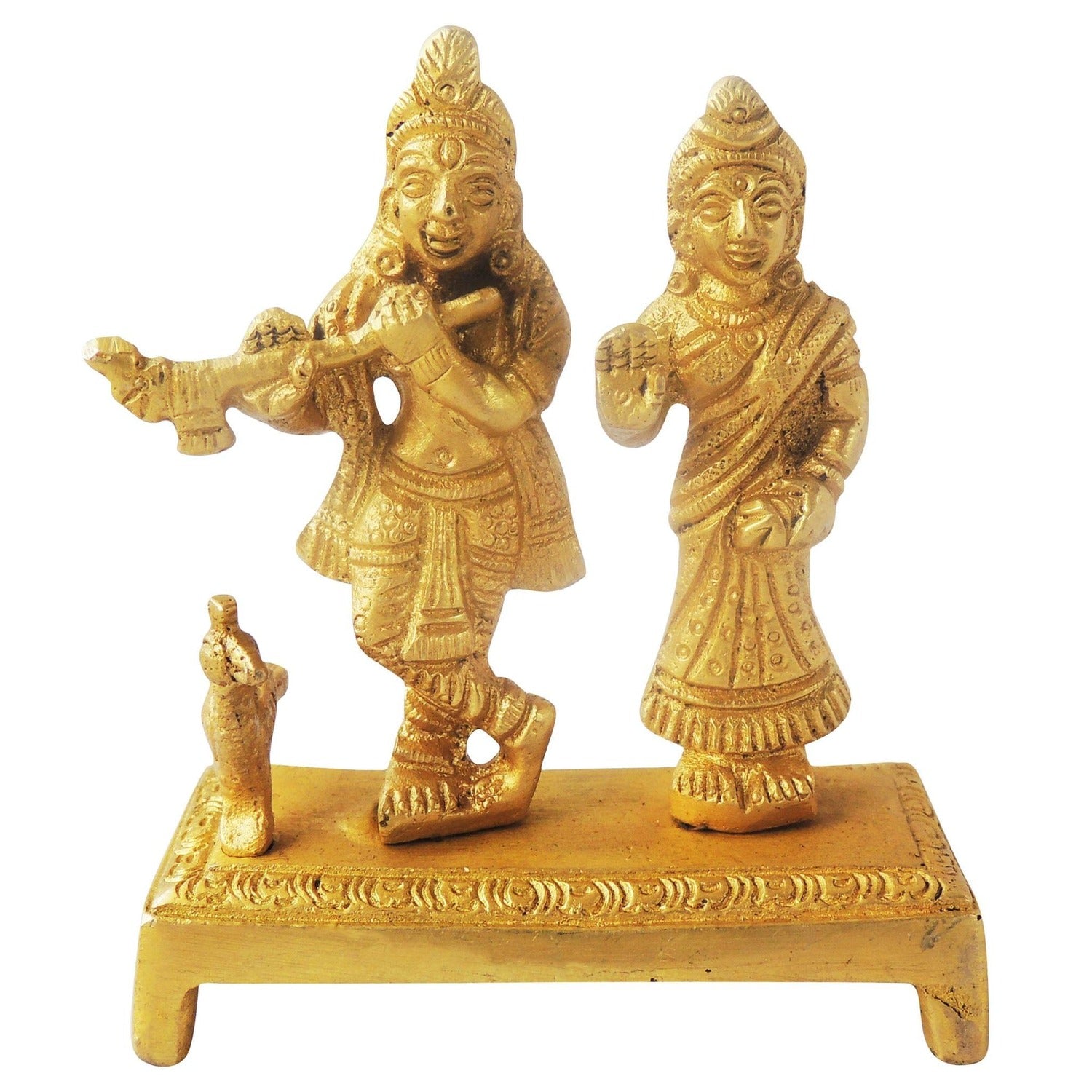 Brass Radha Krishna with Chowki- Brass Idol