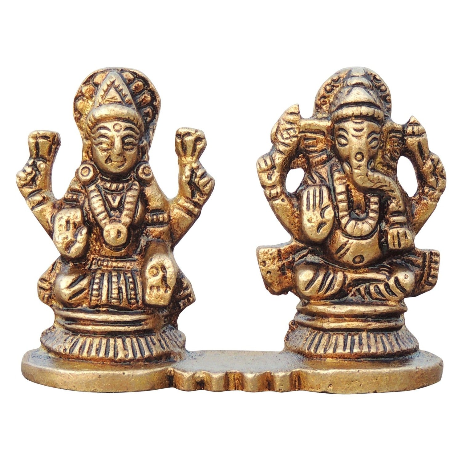 Laxmi Ganesh One Same Base Brass Idol