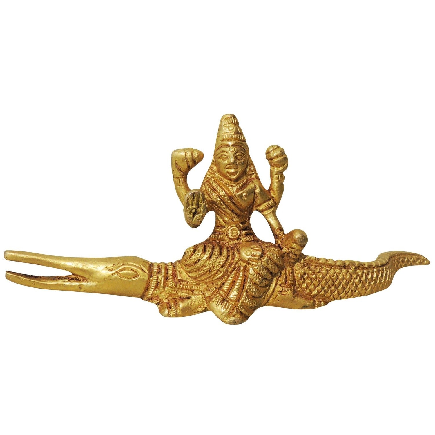Ganga Ji Sitting On Crocodile Brass Idol