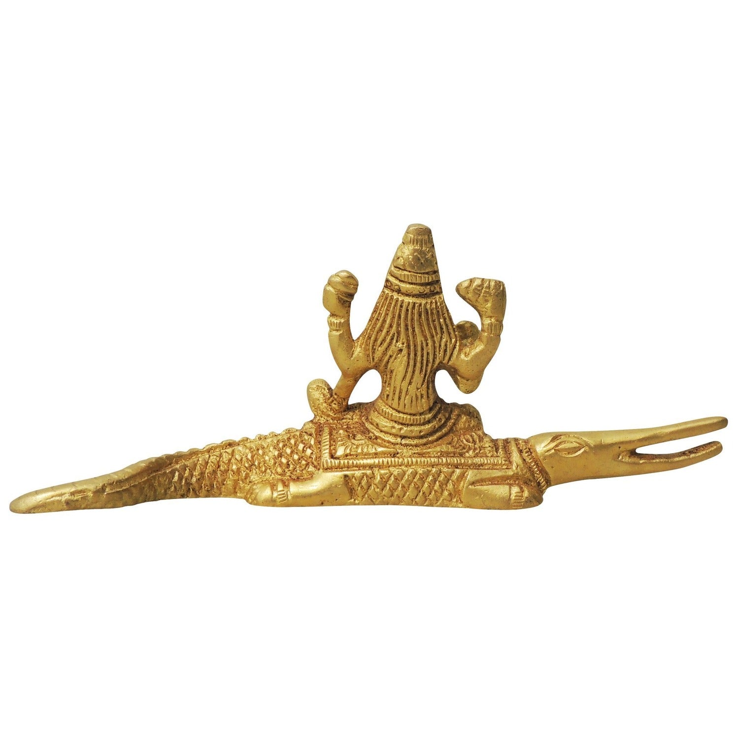 Ganga Ji Sitting On Crocodile Brass Idol