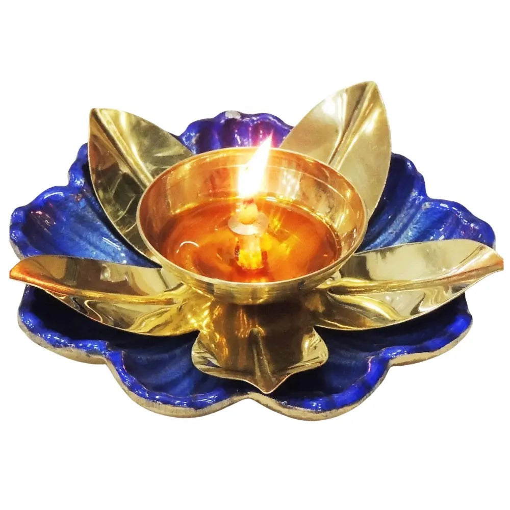 Brass and Aluminium Deepak - Handcrafted Dual Metal Oil Lamp for Spiritual Glow
