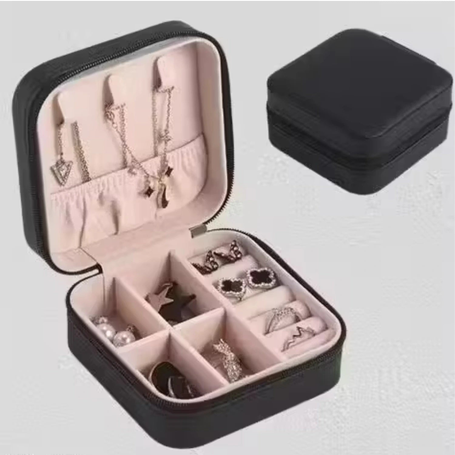 Anyage Mini Travel Jewellery Organizer Box – Compact Velvet Storage Case