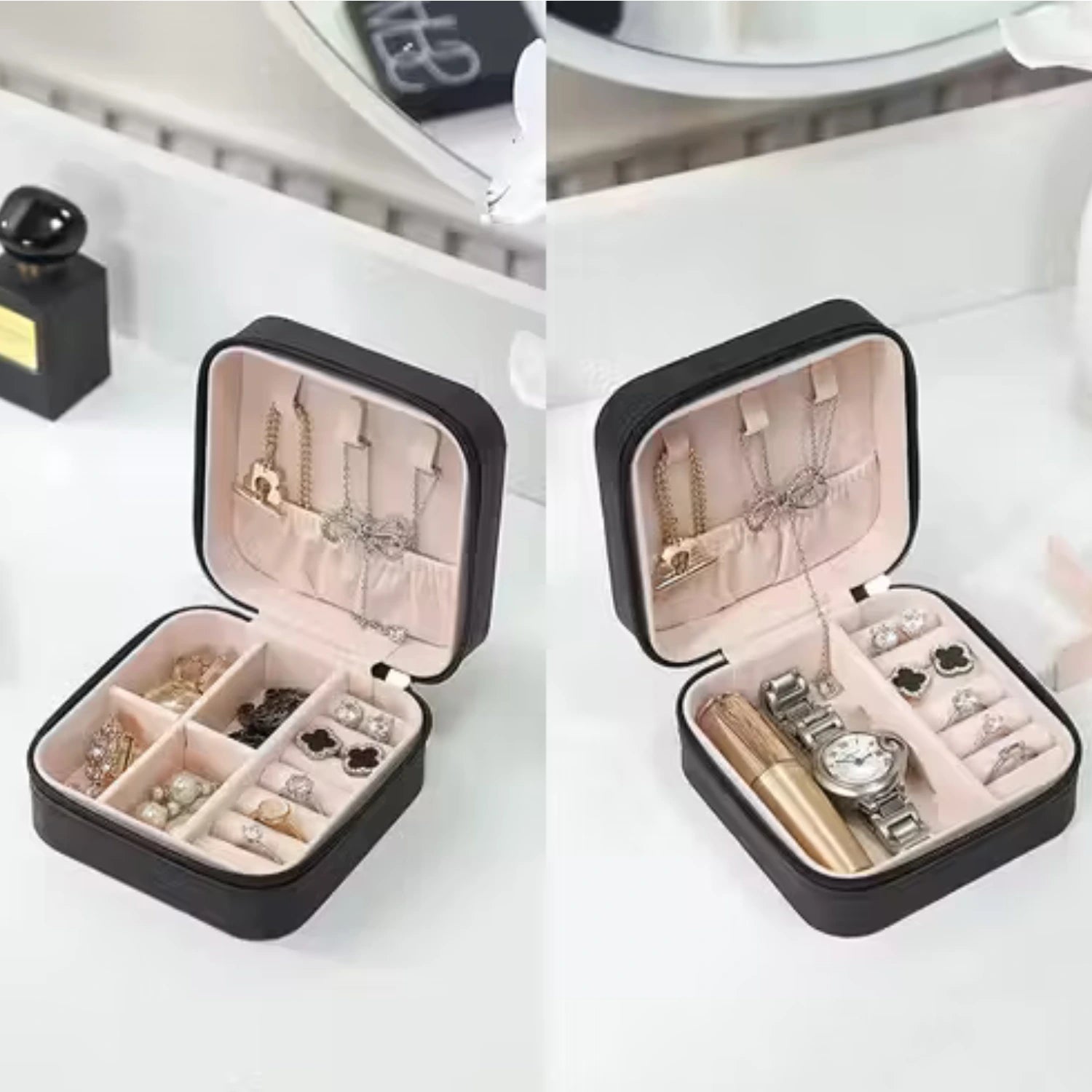 Anyage Mini Travel Jewellery Organizer Box – Compact Velvet Storage Case