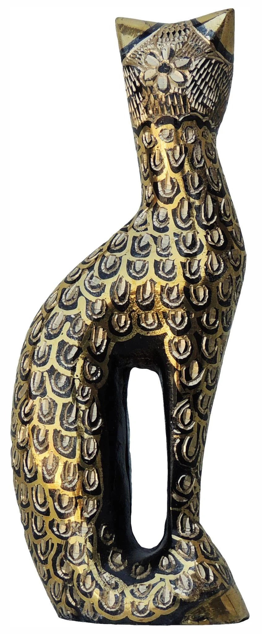 Brass Cat Statue - Handcrafted Brass Showpiece for Home and Office Decor