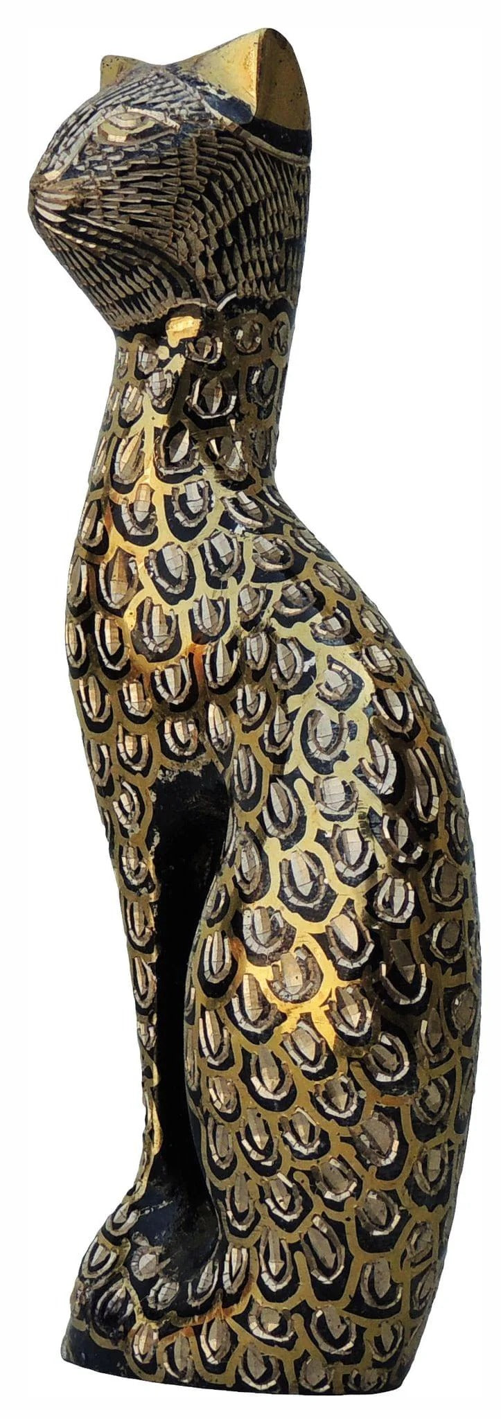Brass Cat Statue - Handcrafted Brass Showpiece for Home and Office Decor