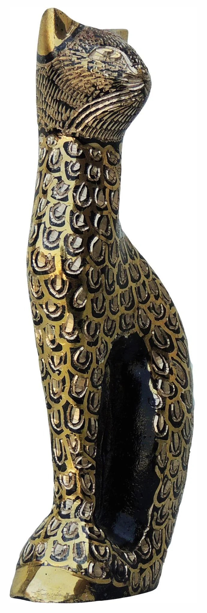 Brass Cat Statue - Handcrafted Brass Showpiece for Home and Office Decor
