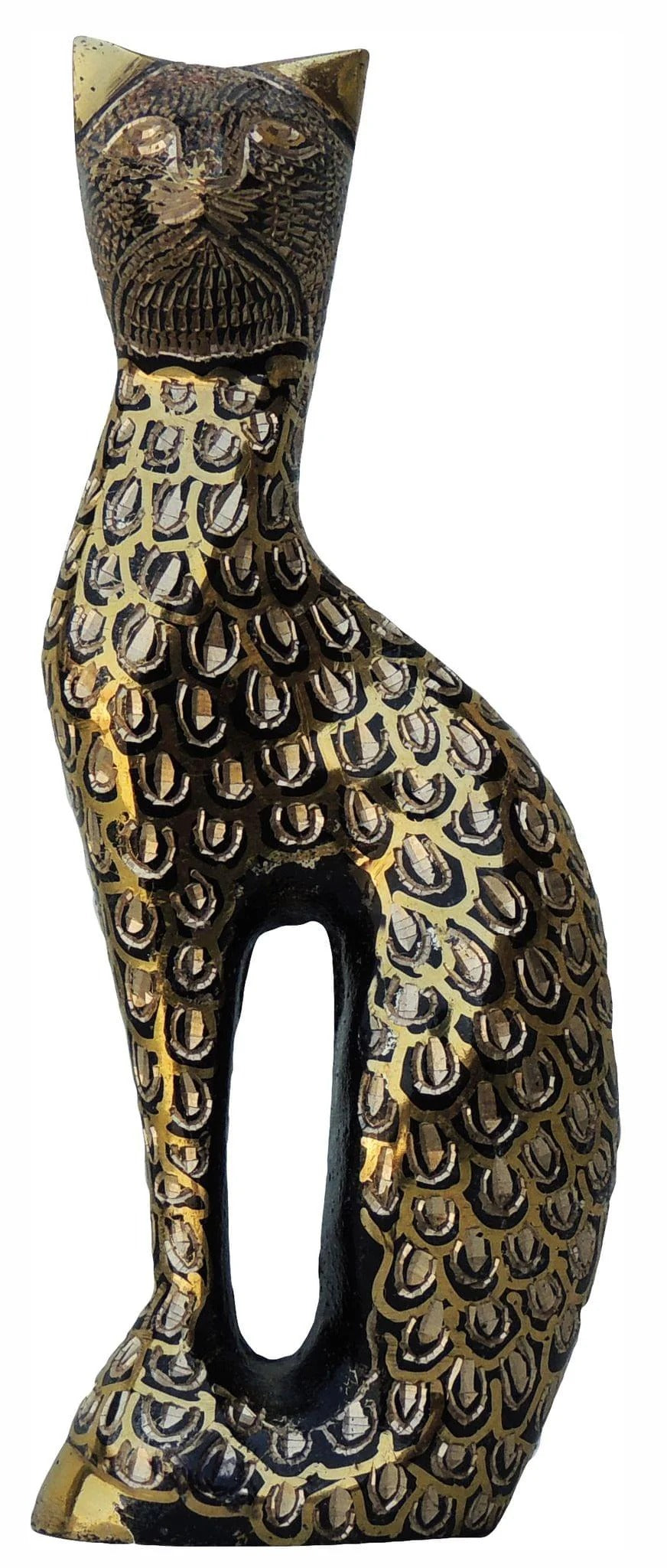 Brass Cat Statue - Handcrafted Brass Showpiece for Home and Office Decor