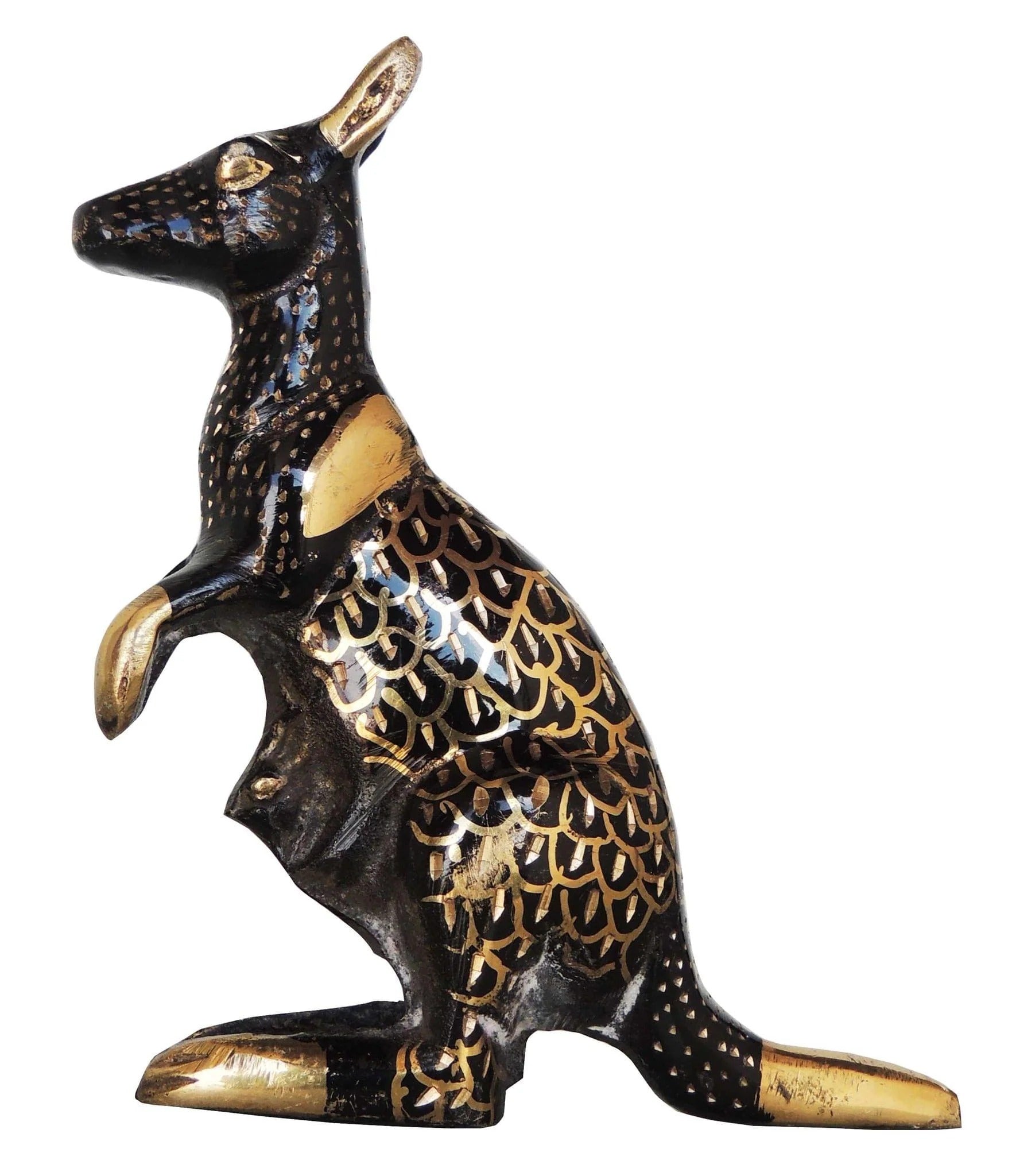 Brass Kangaroo Statue - Handcrafted Animal Showpiece for Home and Office Decor