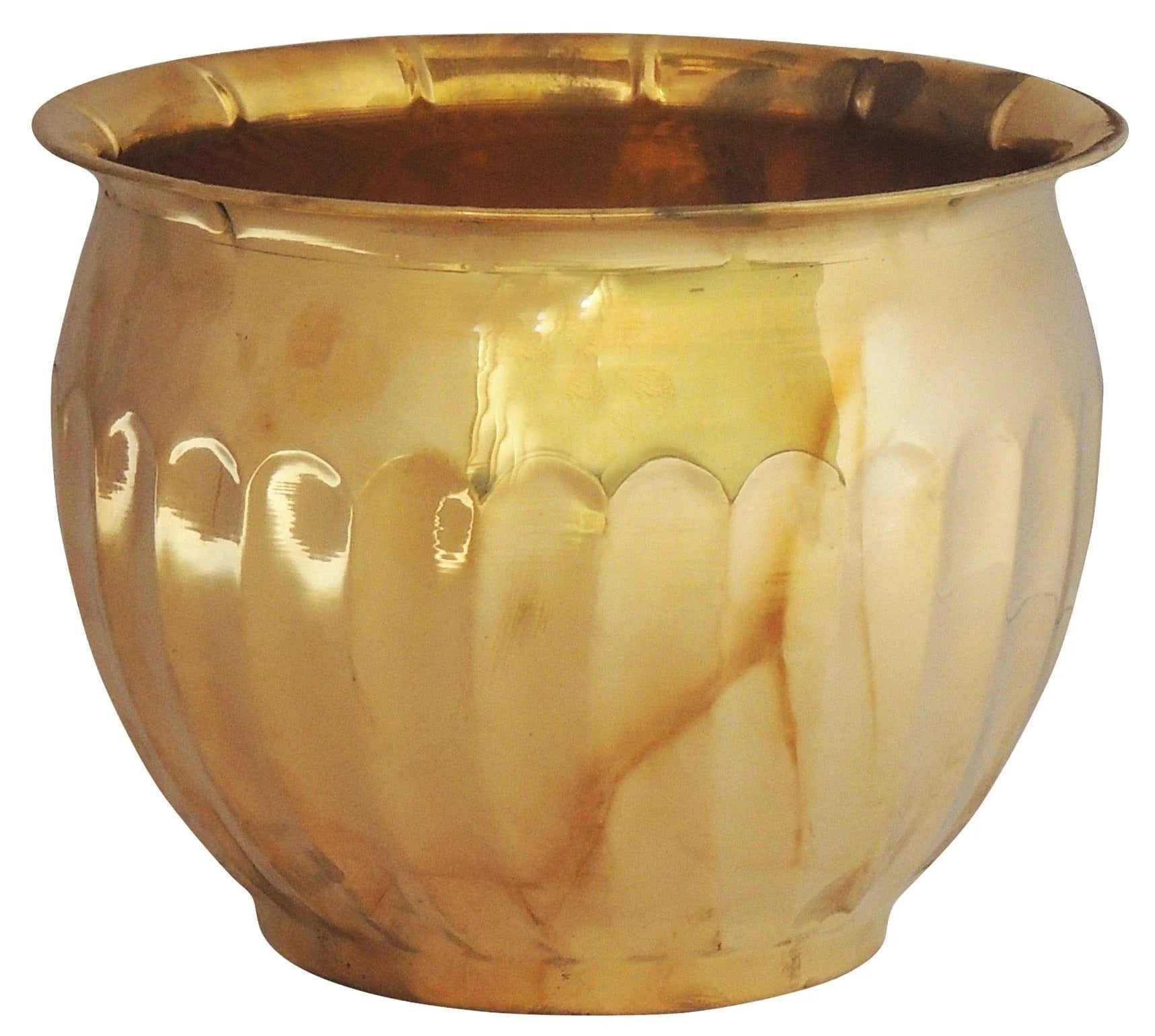 Brass Planter Pot 6.5 Inch - Handcrafted Decorative Gamala for Indoor Plants (F255)