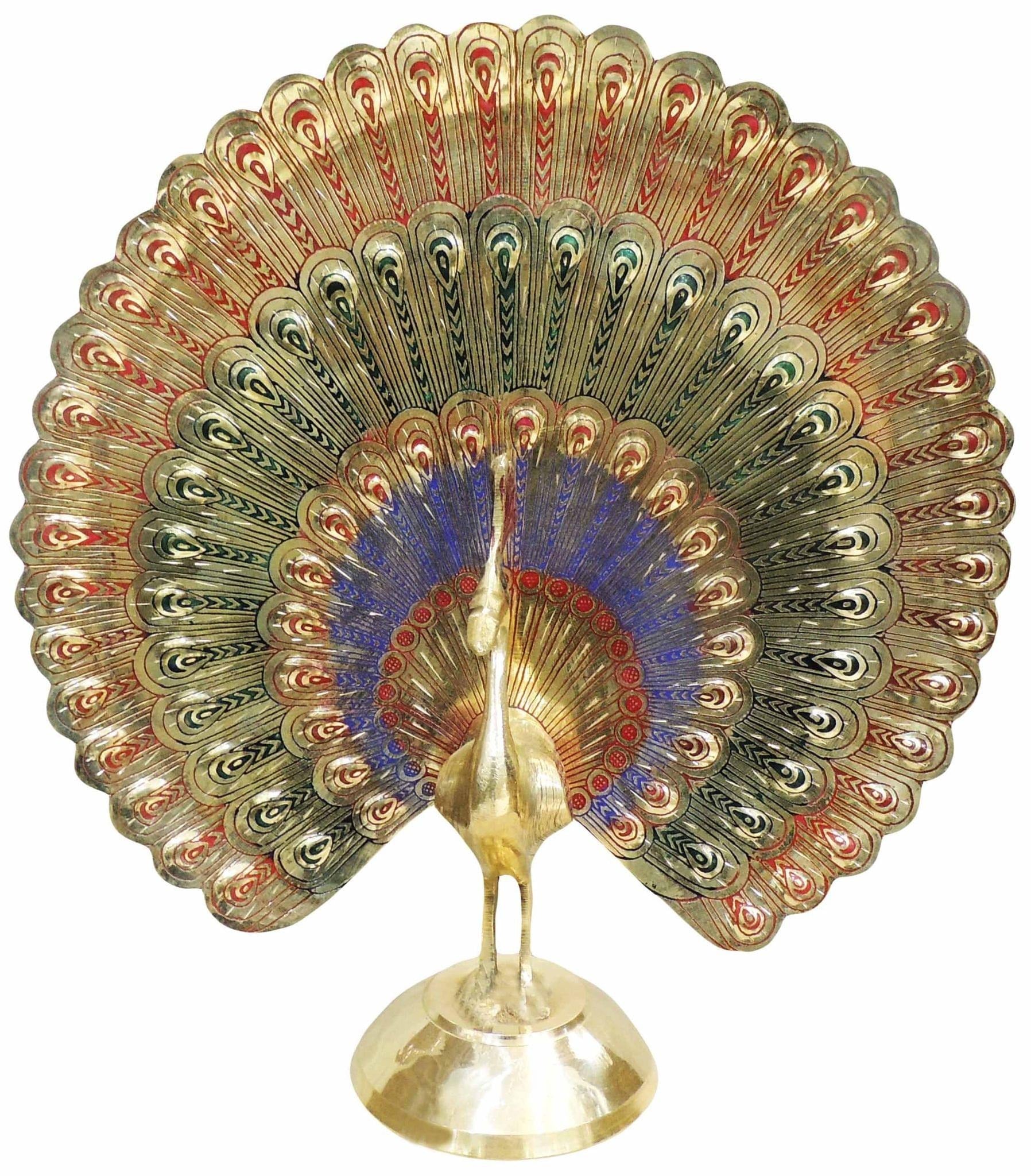 Brass Handicraft Peacock Statue - Elegant Decorative Showpiece for Home