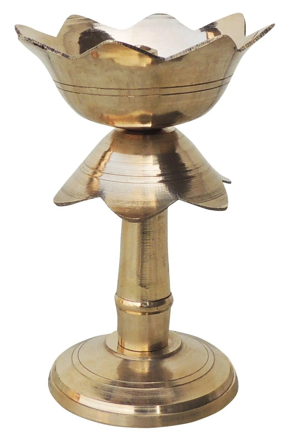 Brass Kamal Stand Deepak No.1 - Elegant Lotus Base Oil Lamp for Auspicious Lighting