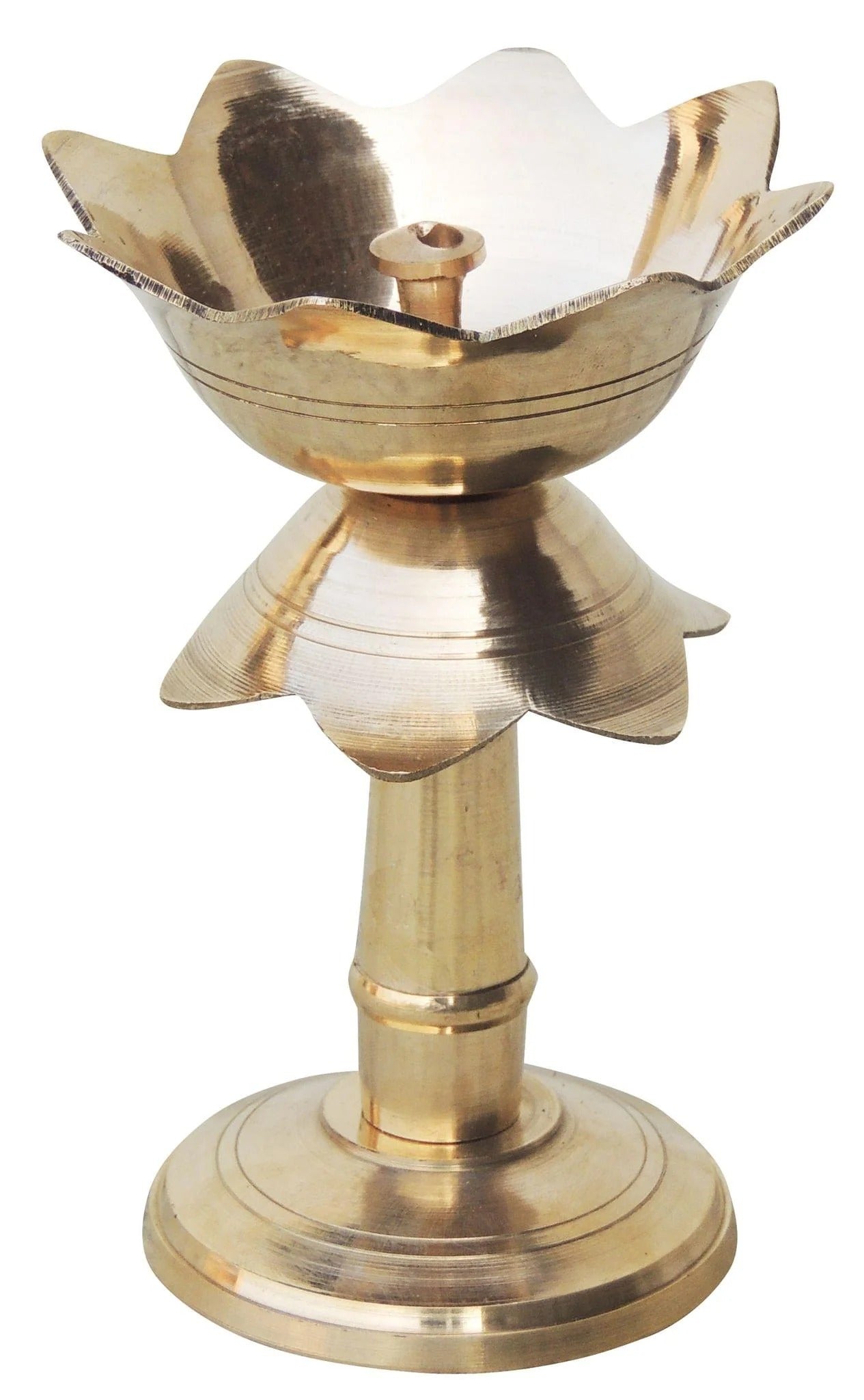 Brass Kamal Stand Deepak No.1 - Elegant Lotus Base Oil Lamp for Auspicious Lighting