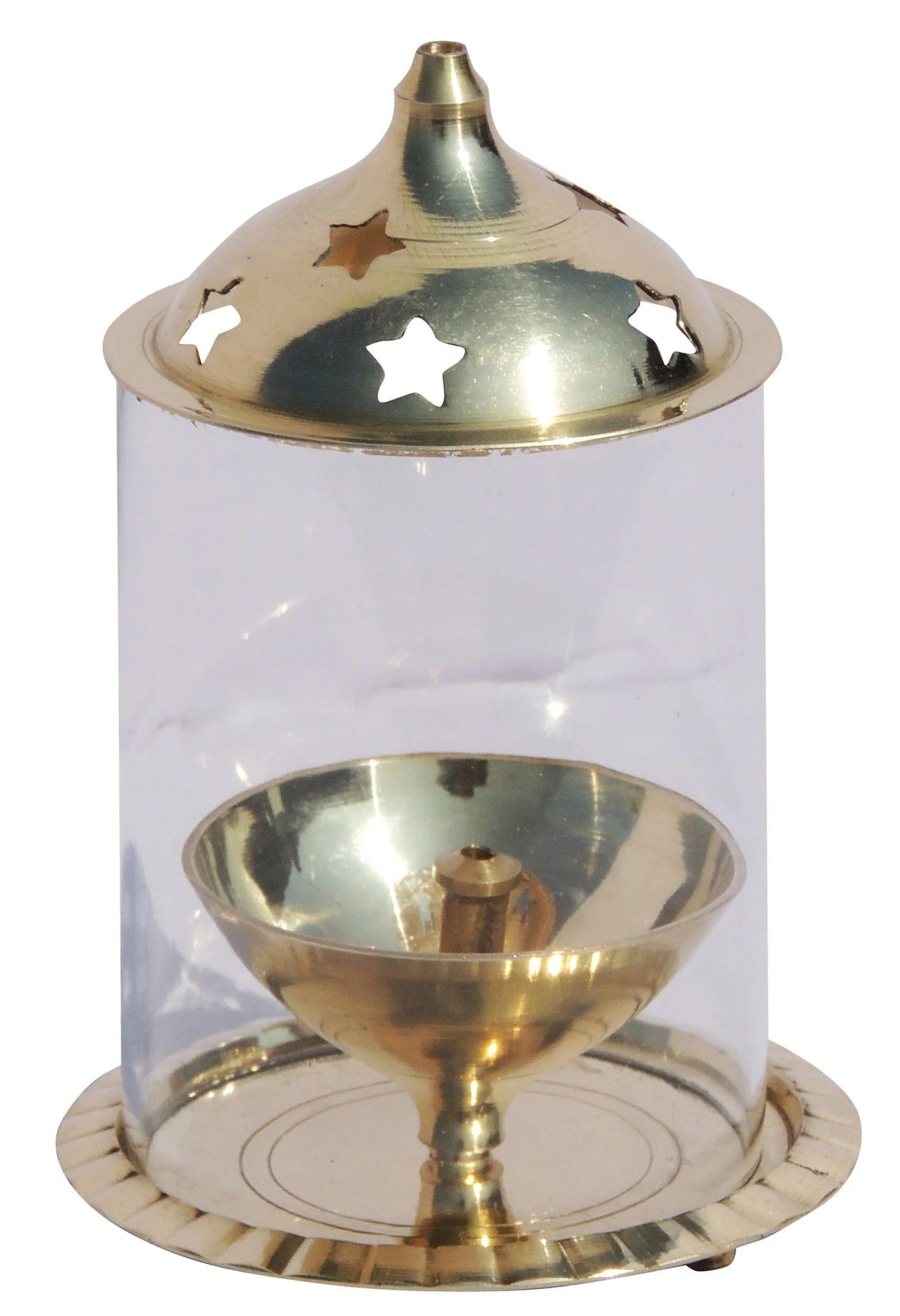 Brass Deepak with Chimney – Handcrafted Table Oil Lamp for Peaceful Ambience