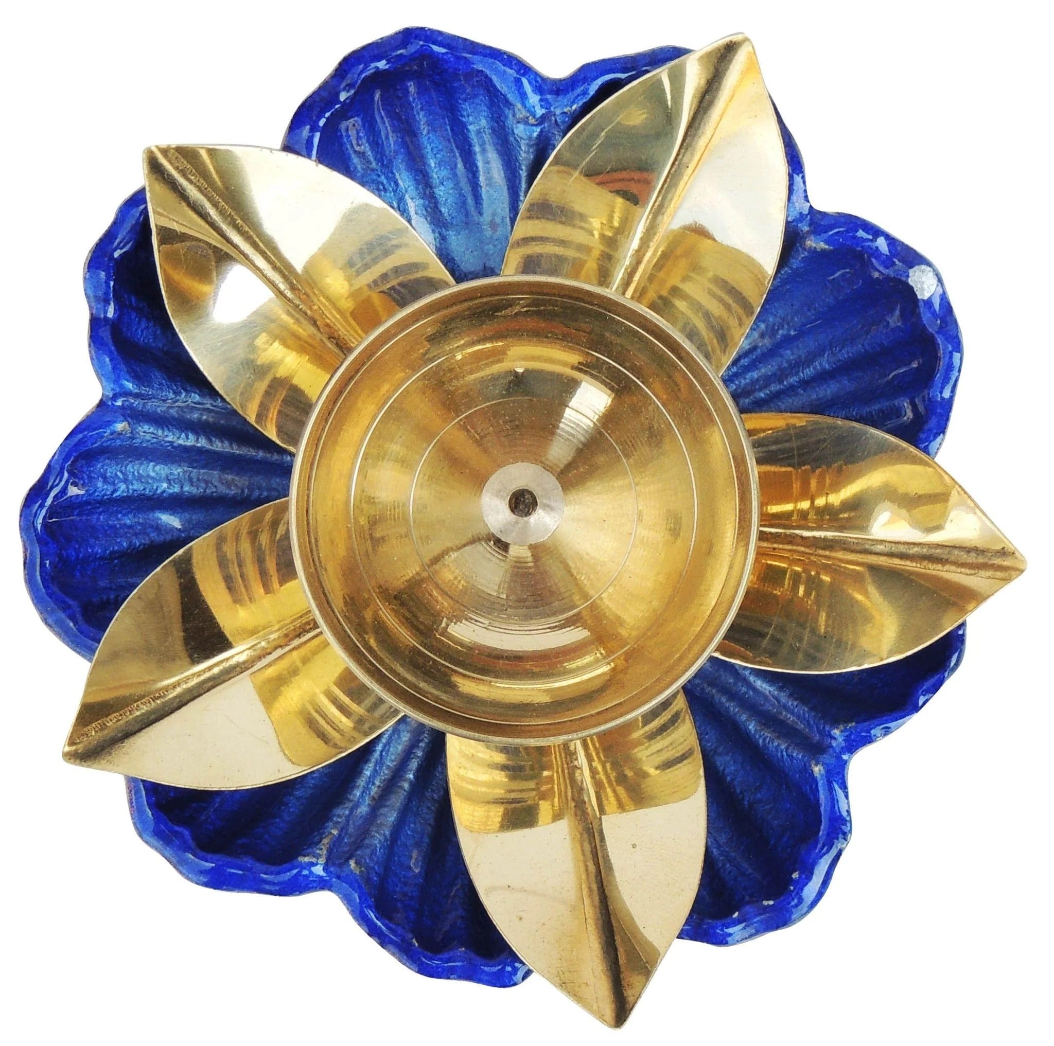 Brass and Aluminium Deepak - Handcrafted Dual Metal Oil Lamp for Spiritual Glow