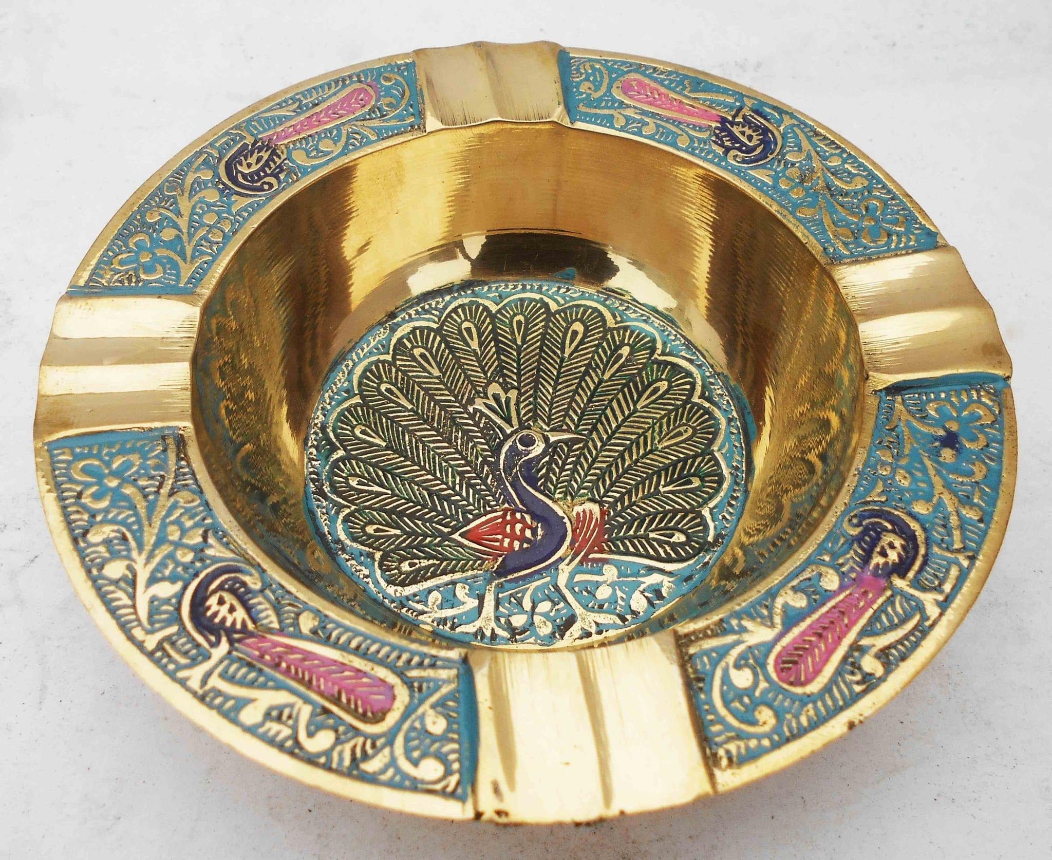 Brass Ashtray - Handcrafted Vintage Ash Tray for Home and Office Use